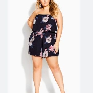 City Chic Floral Strapless Romper